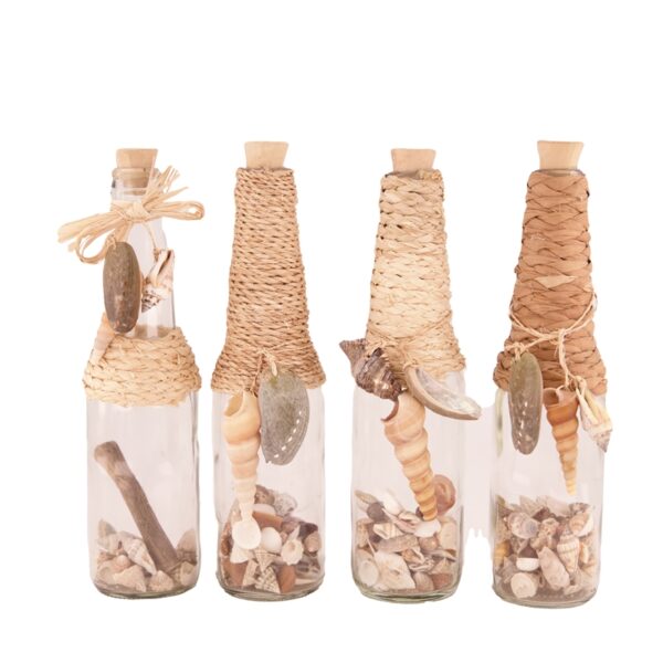 Dijk Natural Collections Fles Glas Met Schelpen En Label 24x7x7cm