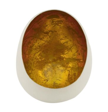 Dijk Natural Collections Theelichthouder-eggcandle Metaal 13x15x20cm Wit/goud