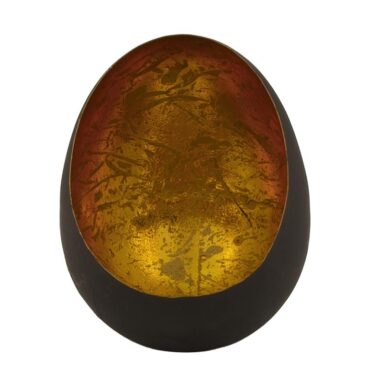 Dijk Natural Collections Theelichthouder-eggcandle Metaal 13x15x20cm Zwart/goud