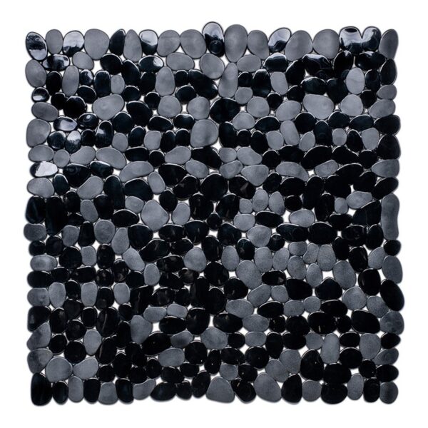 Douchemat PVC Antislip Stones 53x53cm Zwart