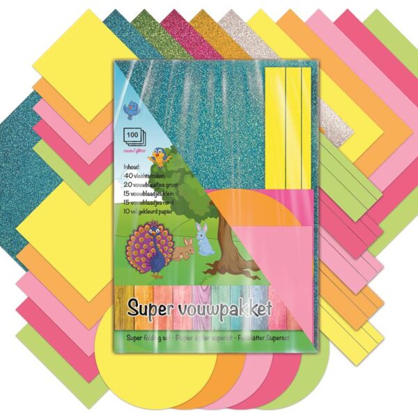 Dutch Crafts Super Vouwpakket 100-delig Neon/glitter