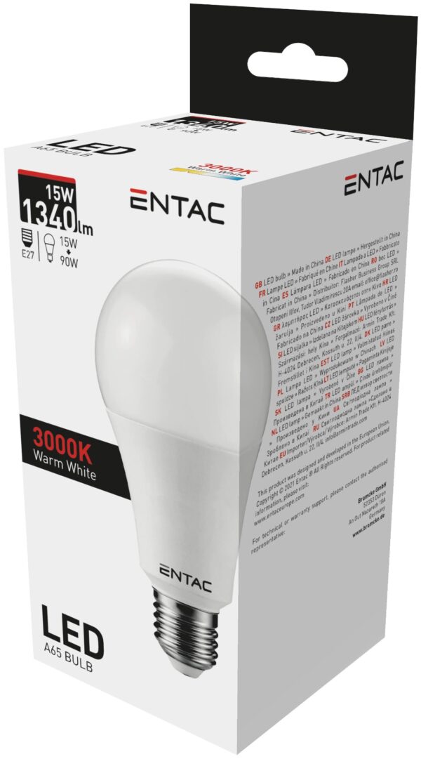 Entac LED Lamp E27 15W 3000K WW 1340lm