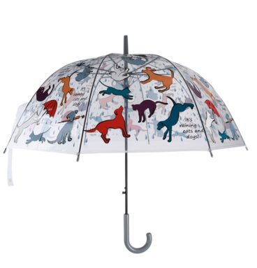 Esschert Design Paraplu Transparant It&apos;s Raining Cats & Dogs Ø83cm