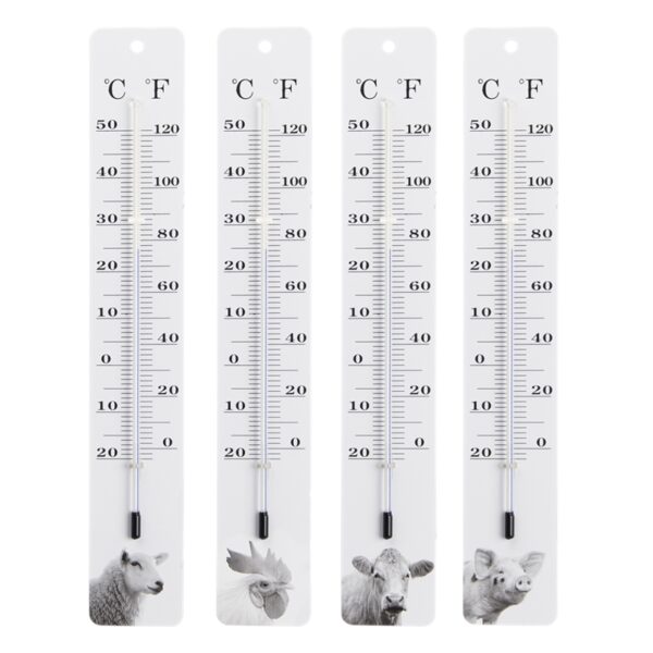 Esschert Design Thermometer Boerderijdieren Zwart/wit