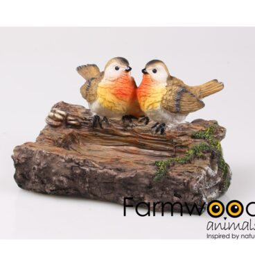 Farmwood Animals Tuinbeeld Roodborstjes Op Waterbak 18x13x12cm Polyresin