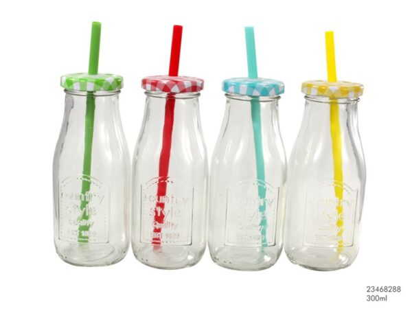 Fles Glas Met Rietje 300ml