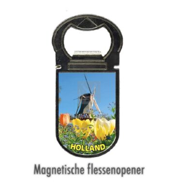 Flesopener Holland Molen Met Magneet 9x4cm