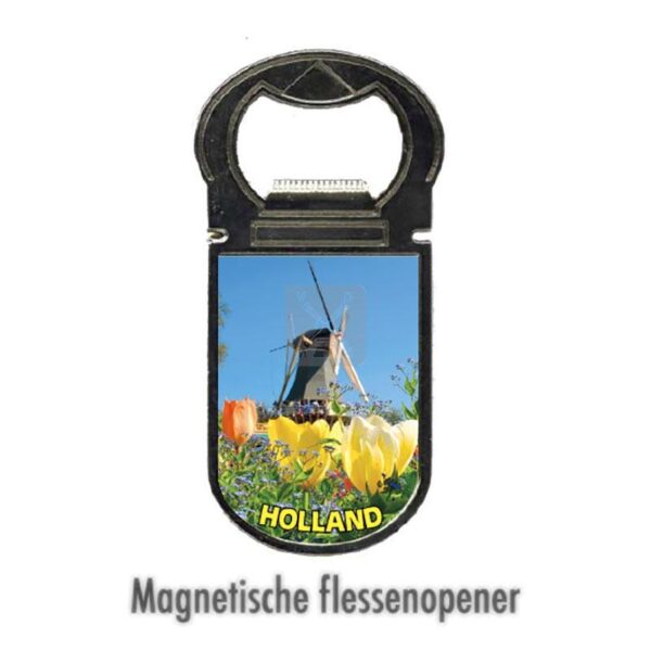 Flesopener Holland Molen Met Magneet 9x4cm