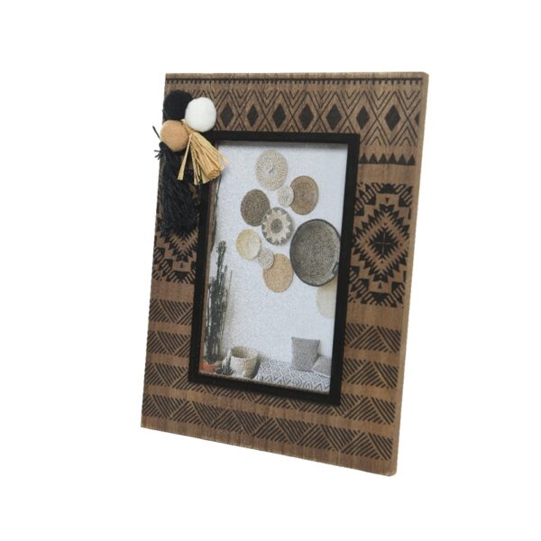 Fotolijst Mdf Aztec Met Wollen Kwastjes 17x22x2cm