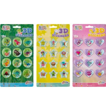 Grafix 3D Glitter Stickers 12 Op Vel 26x14cm