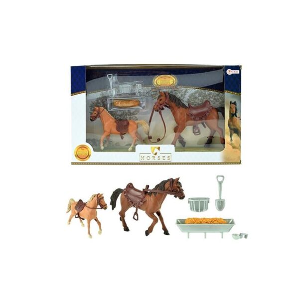 HORSES PRO Set Paarden -2 Stuks Met Accessoires-o.a. Voerbak