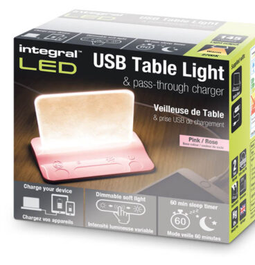 Integral LED USB Tafellamp Roze Dimbaar + Oplaadfunctie Voor Telefoon
