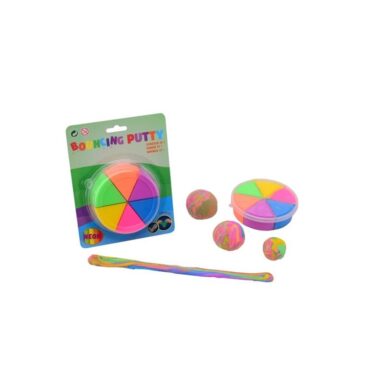 John Toy Bouncing Duo Putty 6 Neon Kleuren Bewaardoos Op Kaart