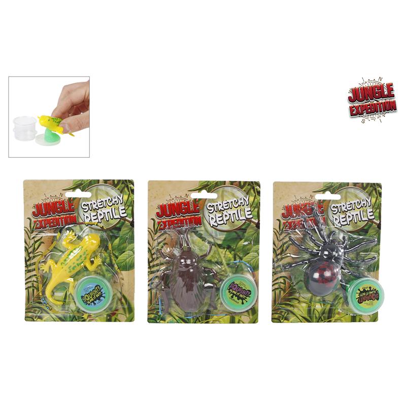 Jungle Expedition Stretchy Slijm Etend Reptiel Op Kaart 11cm