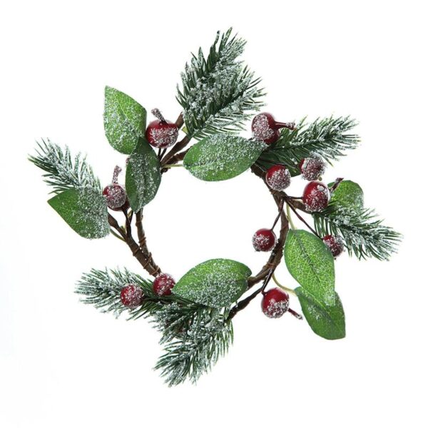 Kerstkrans Of Kaarsenring Red Berry Snow Ø18cm