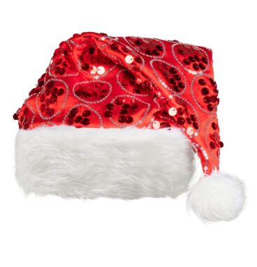 Kerstmuts Dangling Rood Met Pailletten 43cm 95% Polyester