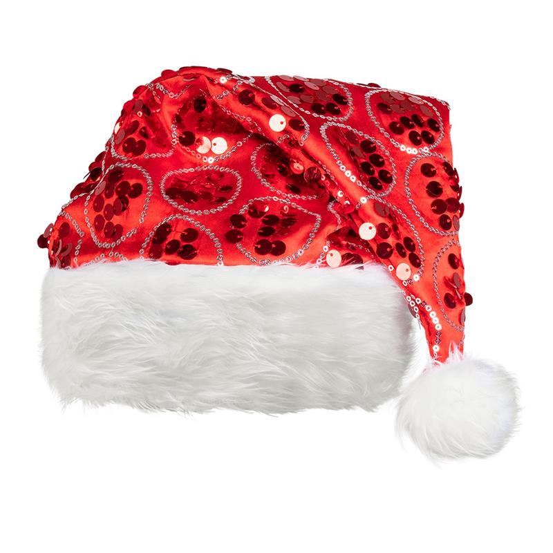 Kerstmuts Dangling Rood Met Pailletten 43cm 95% Polyester