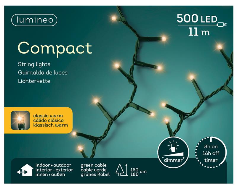 Kerstverlichting compact 500 led groen met 8 functies - 11 m