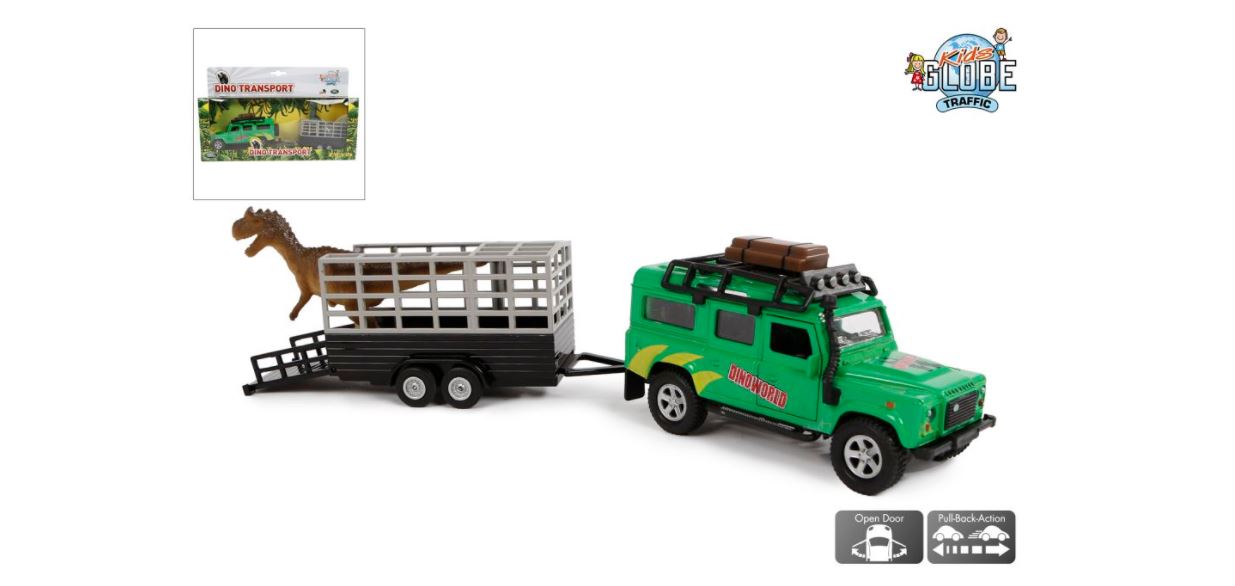 Kids Globe Land Rover Dino Transport Die Cast Pullback-action 29cm
