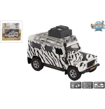 Kids Globe Land Rover Safari Die Cast Licht Geluid Pullback Action 14cm