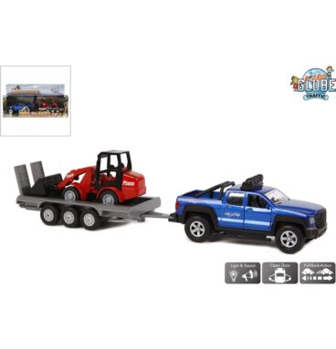 Kids Globe Terreinwagen Aanhanger En Shovel Licht Geluid En Deuren Die Open