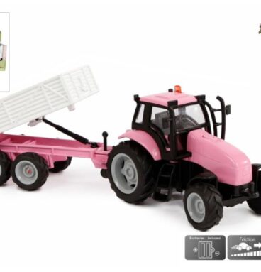 Kids Globe Tractor Met Aanhanger Met Licht En Geluid Die Cast Rose