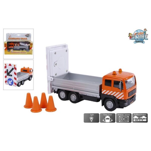 Kids Globe Truck Met Bebakeningbord Die Cast Licht Pb 14cm