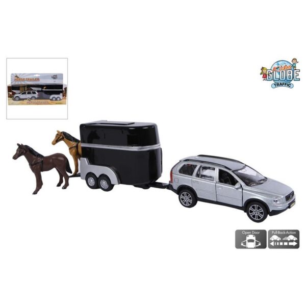 Kids Globe Volvo XC90 Met Paardentrailer Die Cast Pullback-action 27cm