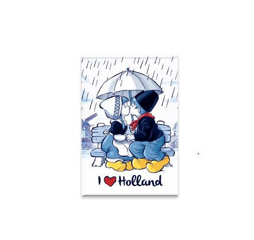 Koelkastmagneet Kussend Paar Onder Paraplu Holland 8x5