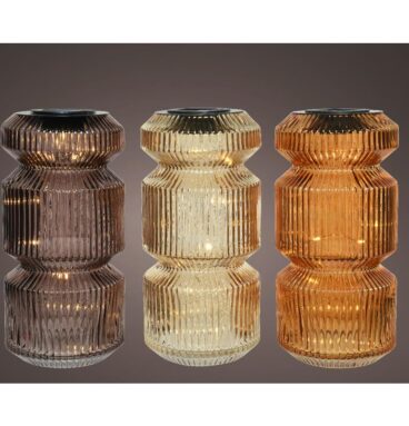 LED Solar Tafellamp Ø12-H25cm Glas Verkrijgbaar In 3 Verschillende Kleuren