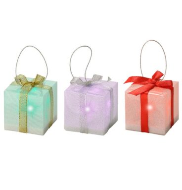Lumineo Kersthanger Cadeau Met 1 Led Lamp Multikleur Effect Op Batterij