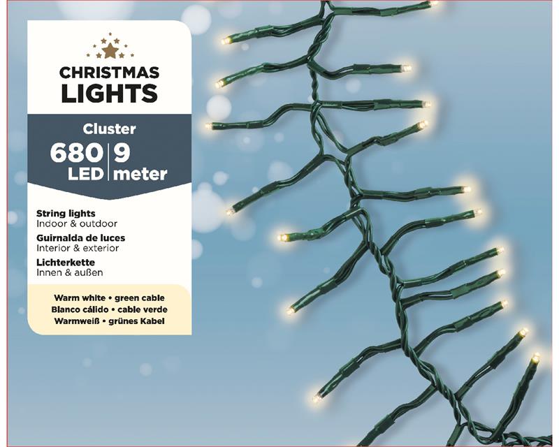 Lumineo LED Budget Cluster Verlichting Buiten 1500cm-1190L Groen/klassiek Warm