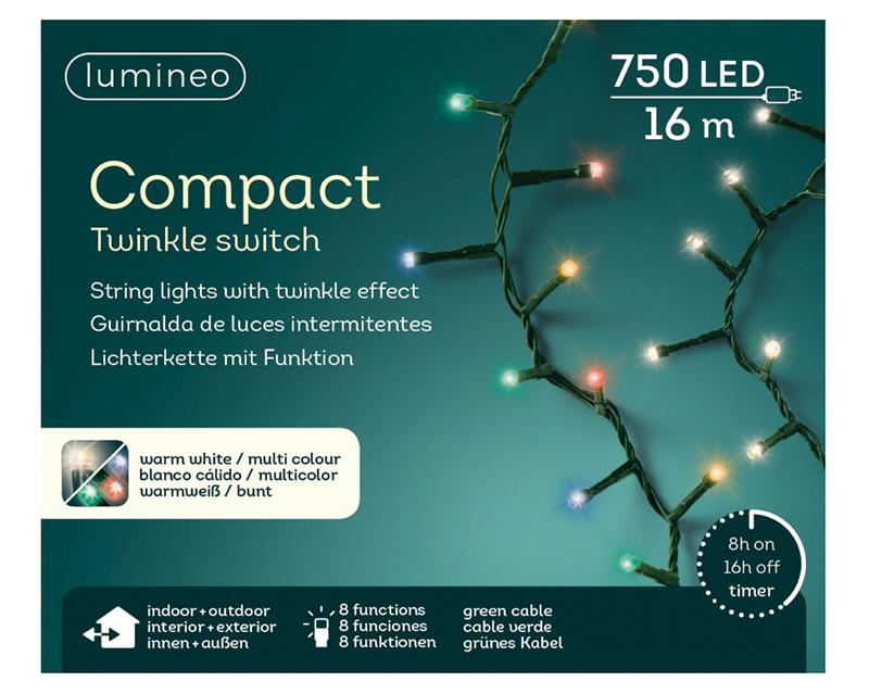 Lumineo LED Compact Lights Twinkel 750L 1600cm Colour Changing. 8 Functie