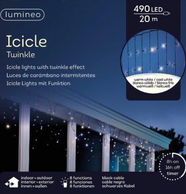 Lumineo LED Icicle Verlichting 490L 20m. 8uur Timer En 8 Functie Twinkel Effect
