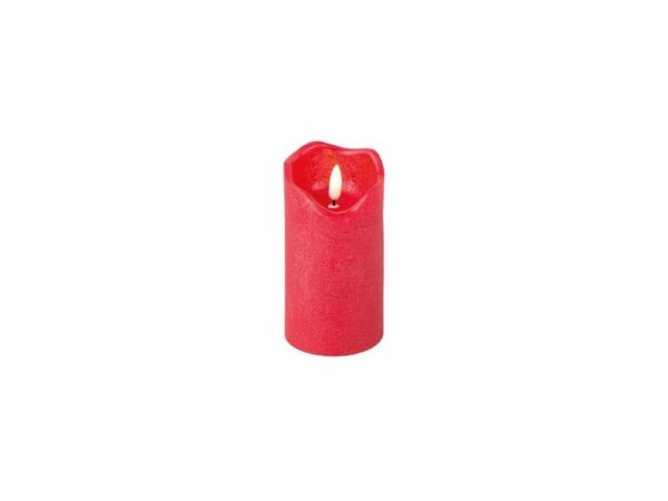 Lumineo LED Kaars Met Een Flikkerende Vlam Rood Kleurig Dia7 X 13cm Wax Warm Wit