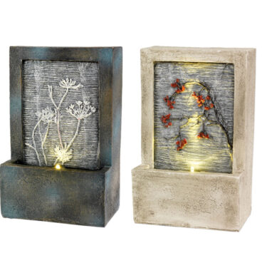 Lumineo LED Poly Fontein Met Bloem (binnen Of Buiten) 9.5x15x23cm