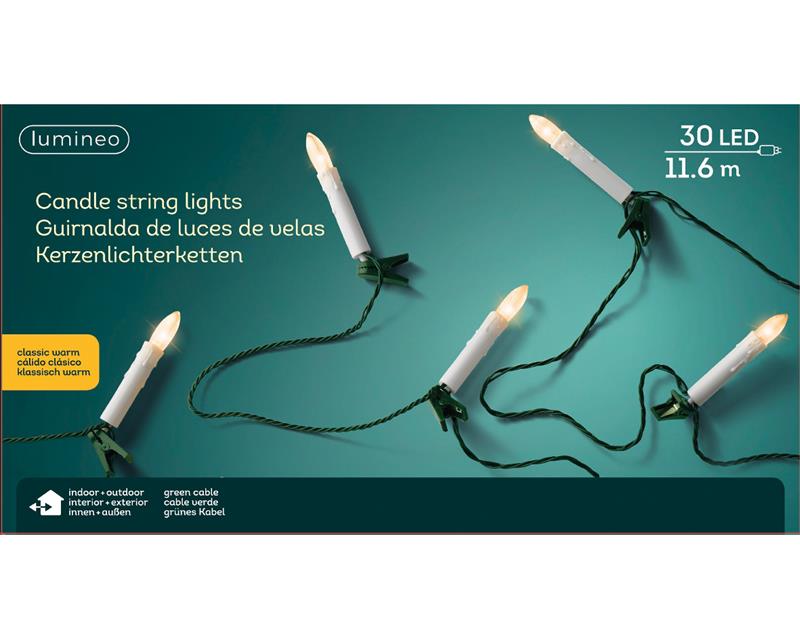 Lumineo LED Traditionele Kaarsverlichting 30L Voor Buiten Gebruik Warm Wit