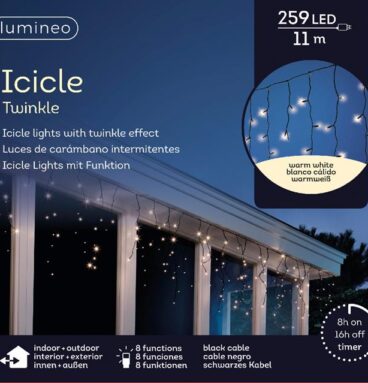 Lumineo LED Verlichting Icicle 11 Meter- 259LED Warmwit Twinkel