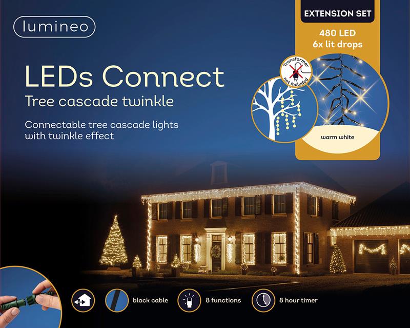 Lumineo LED&apos;s Connect Cascade Lights Starter Set 8 Functie Twinkel Effect En 8