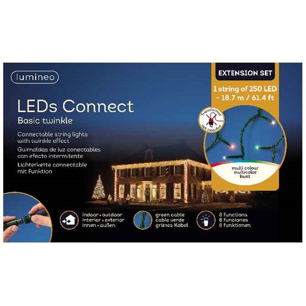 Lumineo LED&apos;s Connect Koppelverlichting Basic Twinkle VERLENG SET Multi Kleur