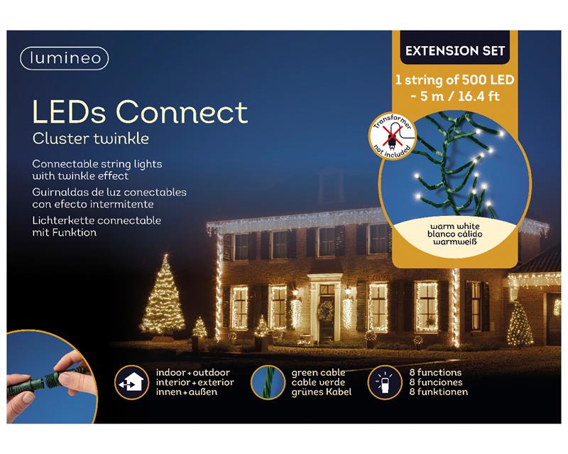 Lumineo LED&apos;s Connect Koppelverlichting Cluster Twinkle Verlengset Warm Wit