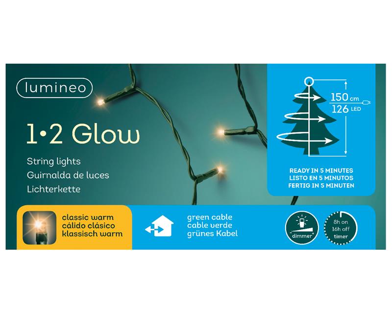 Lumineo everlands kunstkerstboomverlichting 1-2 Glow 150cm 126 LED Lampjes