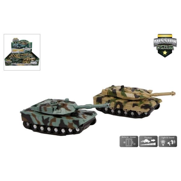 Mission Control Military Tank Frictie Licht En Geluid 1:32 18cm ( Inclusief