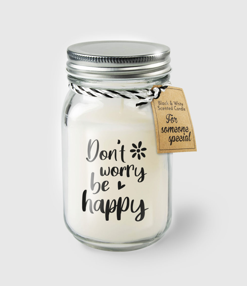 Paperdreams Black & White Scented Candles - Don&apos;t Worry Be Happy