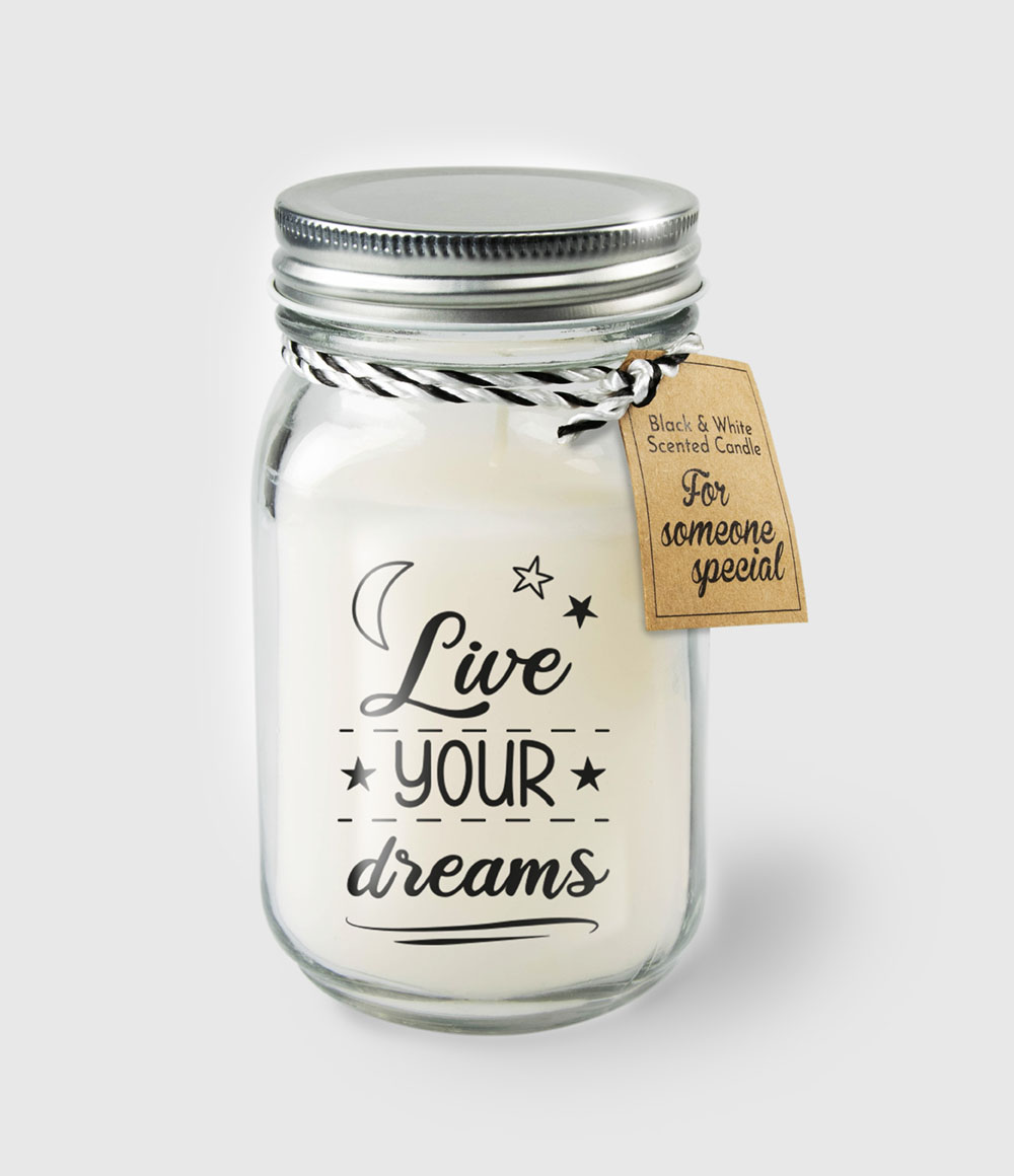 Paperdreams Black & White Scented Candles - Live Your Dreams