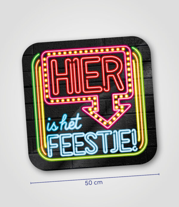 Paperdreams Huldeschild Neon 50 Cm - Hier Is Het Feestje