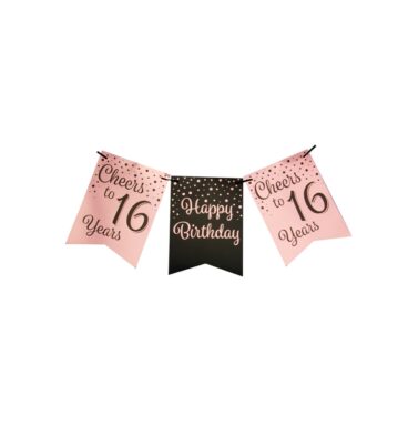 Paperdreams Party Flag Banner Roze/zwart - 16