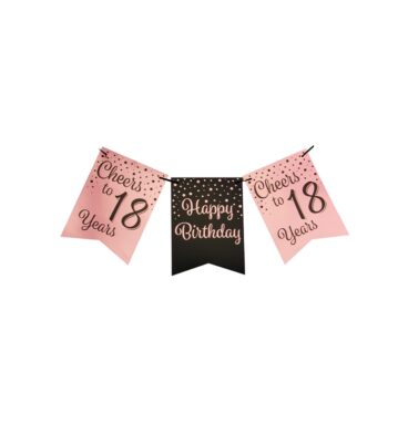 Paperdreams Party Flag Banner Roze/zwart - 18