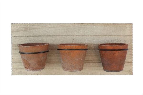 Plantenschap Hout Met 3 Potten 46x10