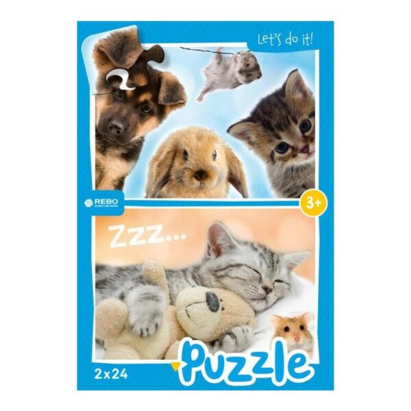 Rebo Baby Animals - Puzzel 2 X 24 Stukjes